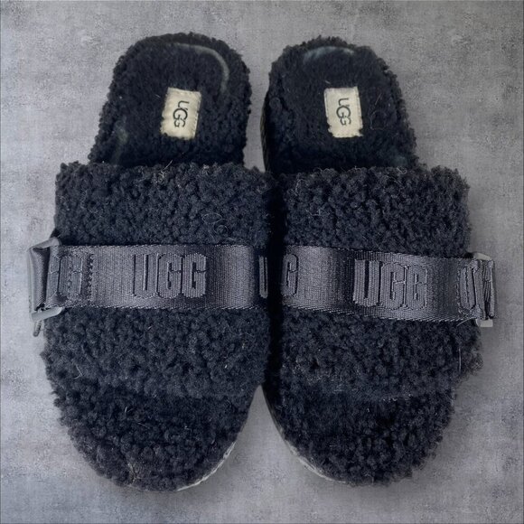 UGG Women's Fluffita Shade Fur Platform Slippers Sz 7 - Picture 3 of 6